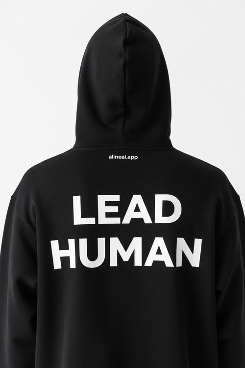 alineai.app Hoodie Black – Lead Human. back