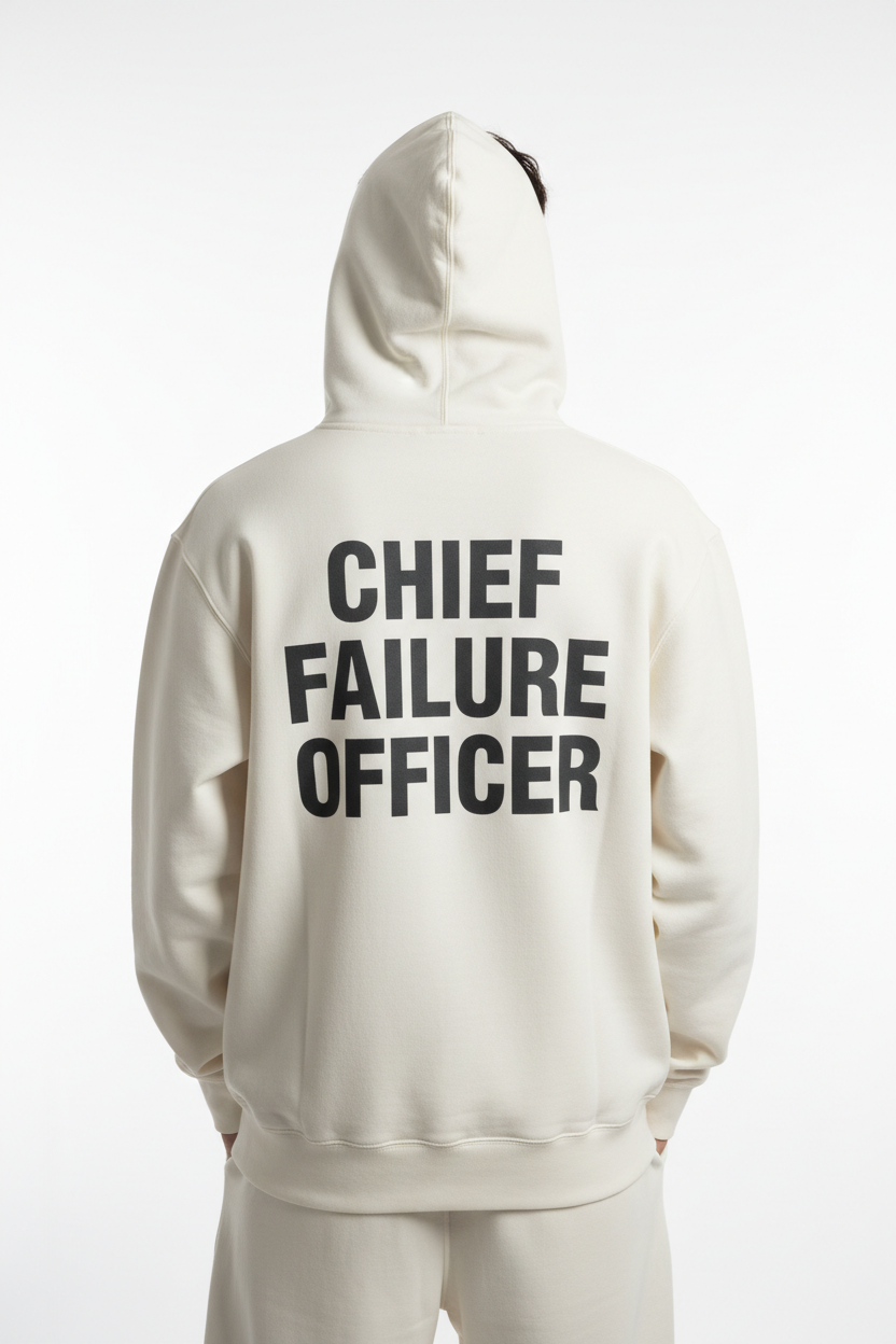 alineai.app Hoodie White – Chief Failure Officer. back