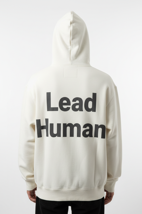 alineai.app Hoodie White – Lead Human. back