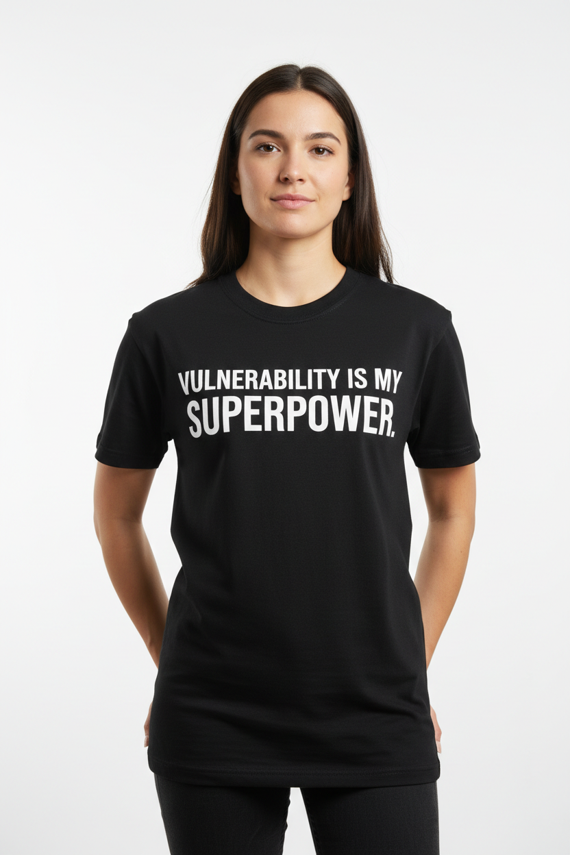 alineai.app T-shirt – Vulnerability is my superpower.
