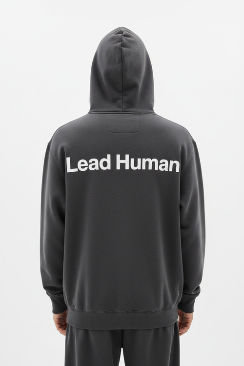 alineai.app Hoodie Grey – Lead Human. back