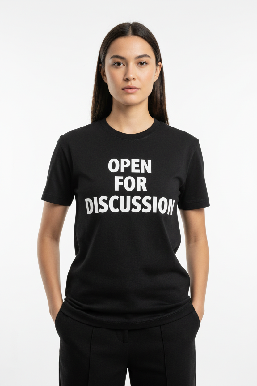 alineai.app T-shirt – Open for discussion.