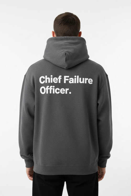 alineai.app Hoodie Grey – Chief Failure Officer. back