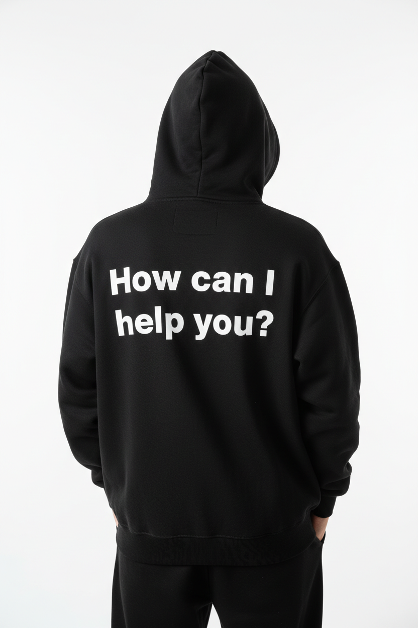 alineai.app Hoodie Black – How can I help you? back