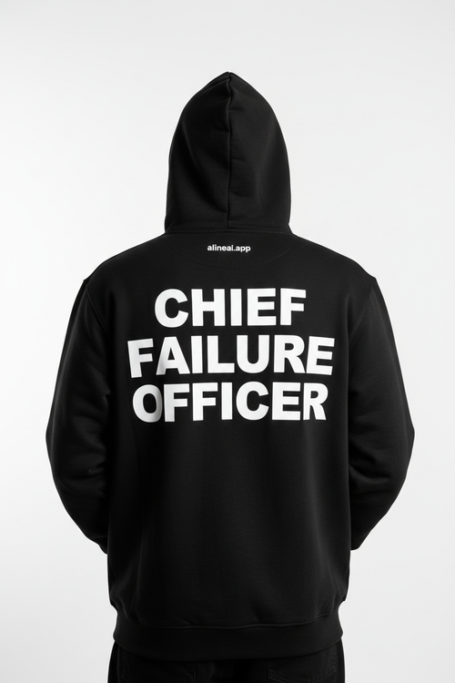 alineai.app Hoodie Black – Chief Failure Officer. back